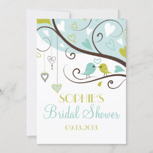 Invitations de douche nuptiale Lovebirds bleu et v