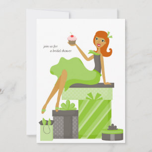 Invitations de douche nuptiale {Mariée à tête roug