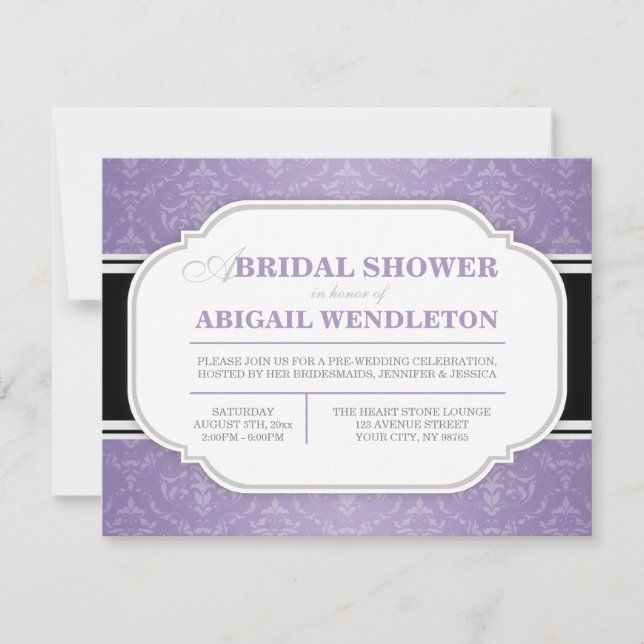Invitations de douche nuptiale moderne violet Dama (Devant)