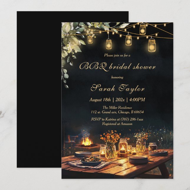 Invitations de douche nuptiale modifiables avec ba (Devant / Derrière)