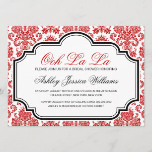 Invitations de douche nuptiale Ooh La Red Damask