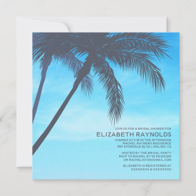 Invitations de douche nuptiale Palm Tree (Devant)