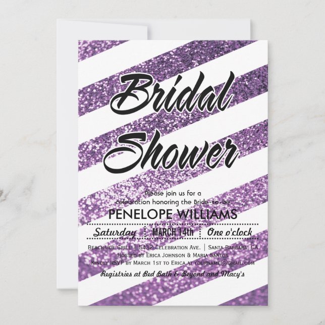 Invitations de douche nuptiale Parties scintillant (Devant)