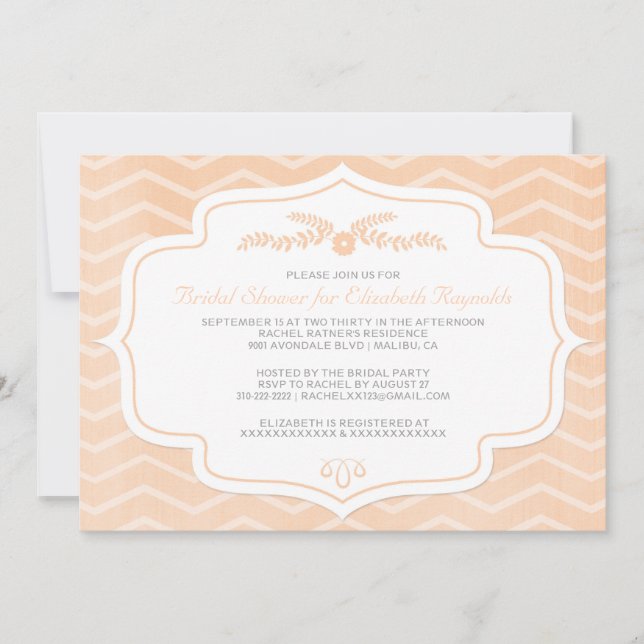 Invitations de douche nuptiale Peach Chevron (Devant)