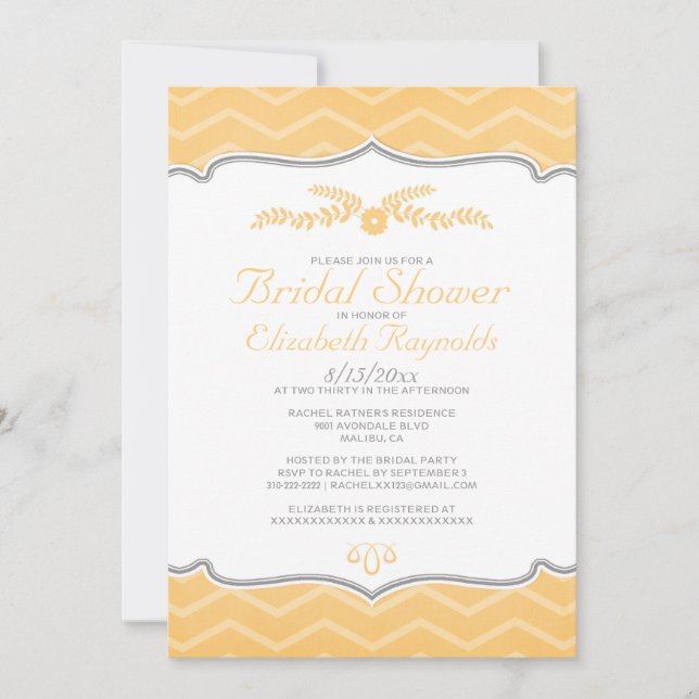 Invitations de douche nuptiale Peach Zigzag (Devant)