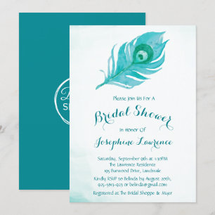 Invitations de douche nuptiale Plume Peacock