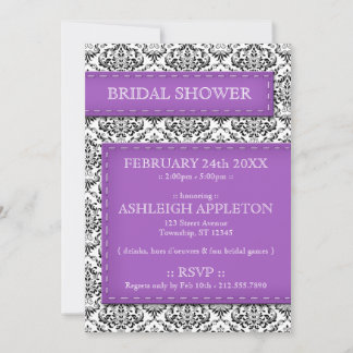 Invitations de douche nuptiale pourpre avec pointi
