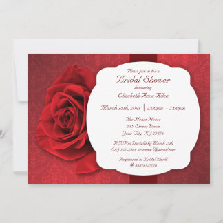 Invitations de douche nuptiale Red Rose Damask