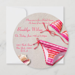 Invitations de douche nuptiale rose Bikini Beach