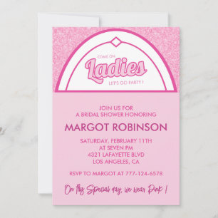 Invitations de douche nuptiale rose chaud girly ma