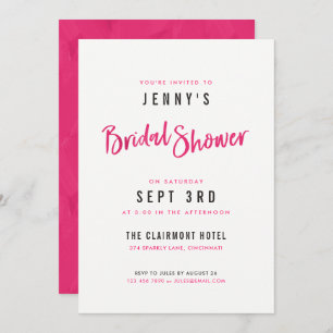 Invitations de douche nuptiale rose chaud simple