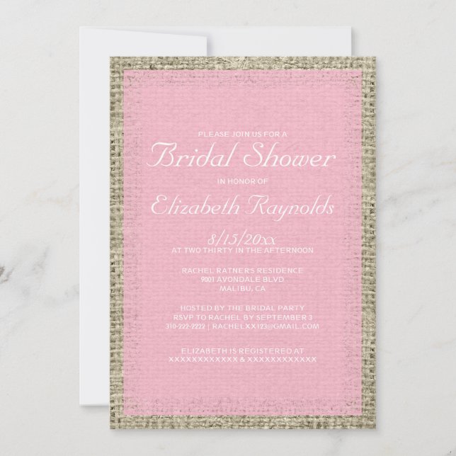 Invitations de douche nuptiale rose et blanc Burla (Devant)