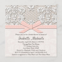 Invitations de douche nuptiale rose Pearl et dente