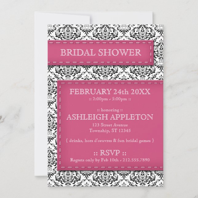 Invitations de douche nuptiale rose pointillé (Devant)