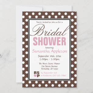 Invitations de douche nuptiale rose Polka Brown