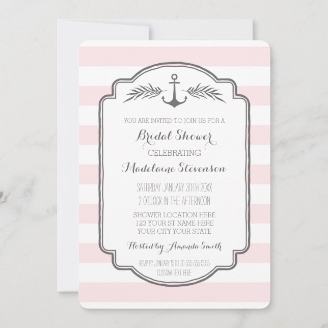 Invitations de douche nuptiale rose vintage (Dos)
