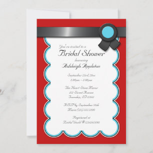 Invitations de douche nuptiale rouge et Turquoise,