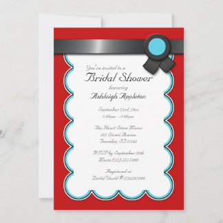 Invitations de douche nuptiale rouge et Turquoise,