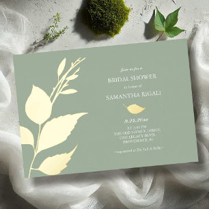 Invitations de douche nuptiale Sage Green Gold