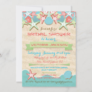 Invitations de douche nuptiale Seashell Beach