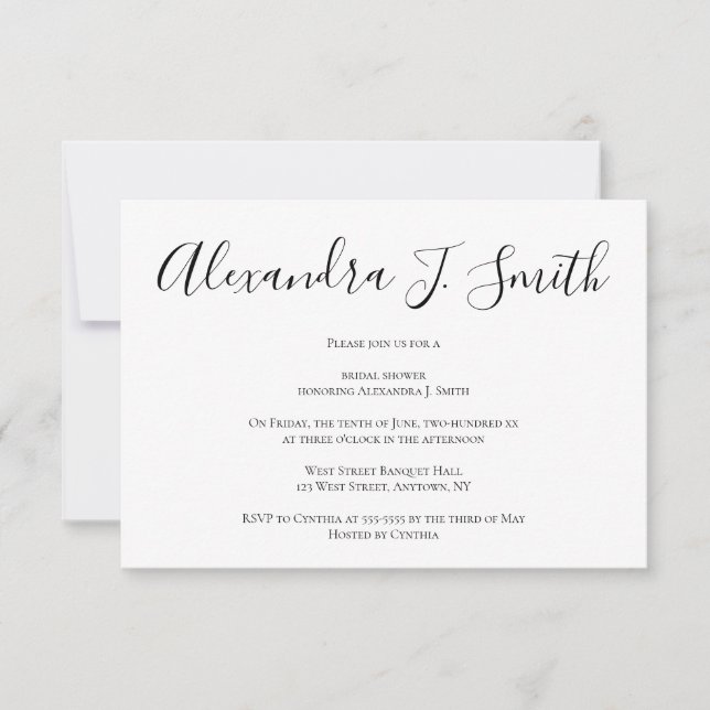 Invitations de douche nuptiale simple et moderne (Devant)