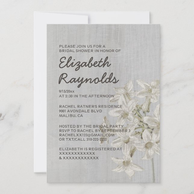 Invitations de douche nuptiale Stephanotis vintage (Devant)