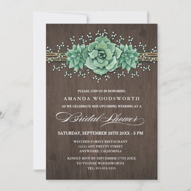 Invitations de douche nuptiale succulente pour béb (Devant)