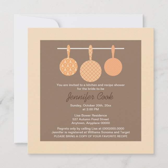 Invitations de douche nuptiale Thème de Cuisine de (Devant)