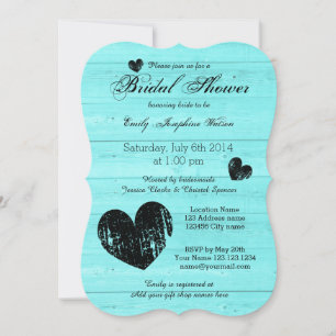 Invitations de douche nuptiale turquoise et noire