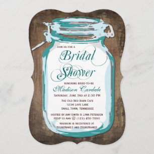 Invitations de douche nuptiale turquoise Mason Jar