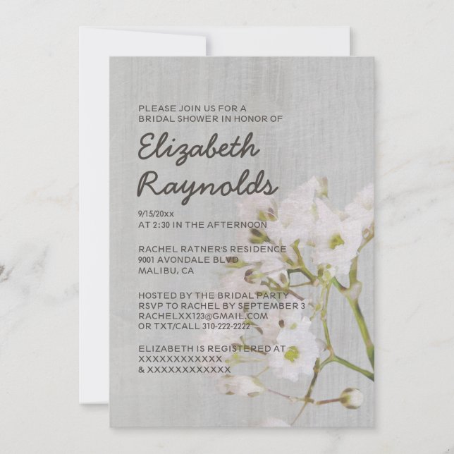 Invitations de douche nuptiale vintage (Devant)