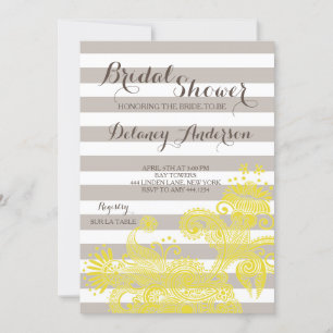 Invitations de douche nuptiale vintage à rayures f