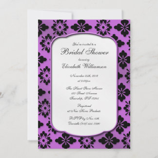 Invitations de douche nuptiale vintage pourpre dam