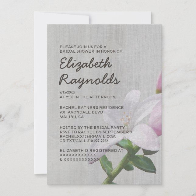 Invitations de douche nuptiale vintage Waxflower (Devant)