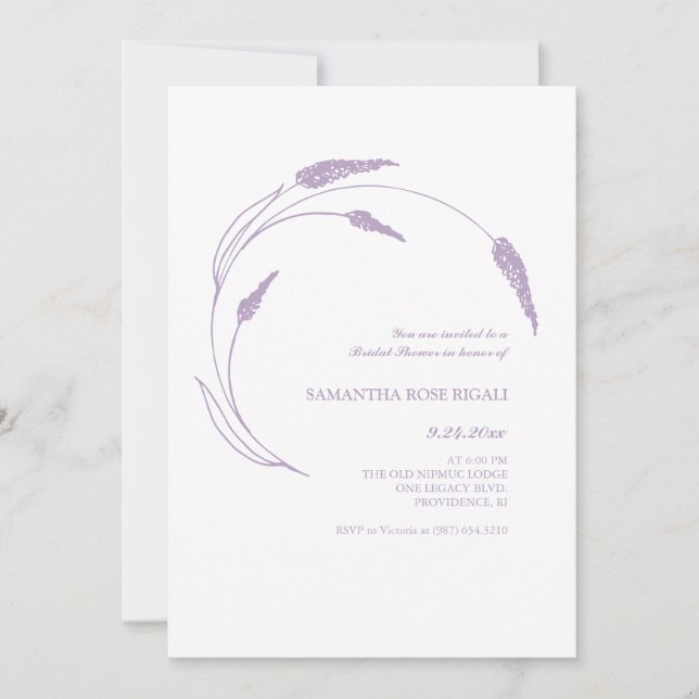 Invitations de douche nuptiale violet (Devant)