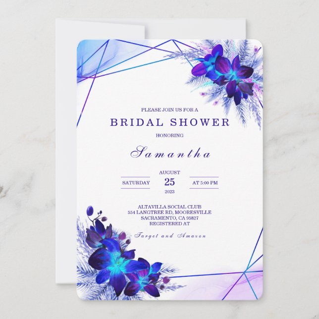 Invitations de douche nuptiale violet Turquoise (Devant)