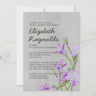 Invitations de douche nuptiale violet vintage