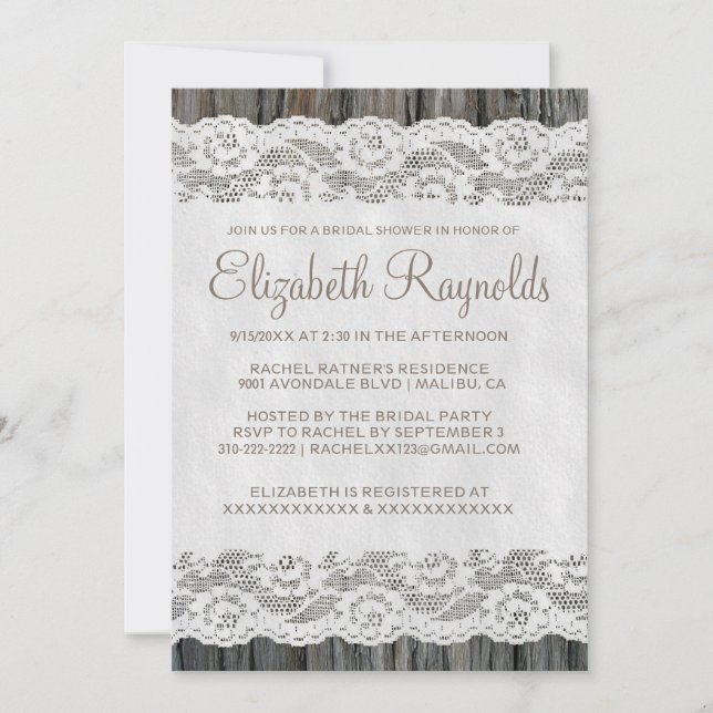 Invitations de douche nuptiale Western Tree Bark (Devant)