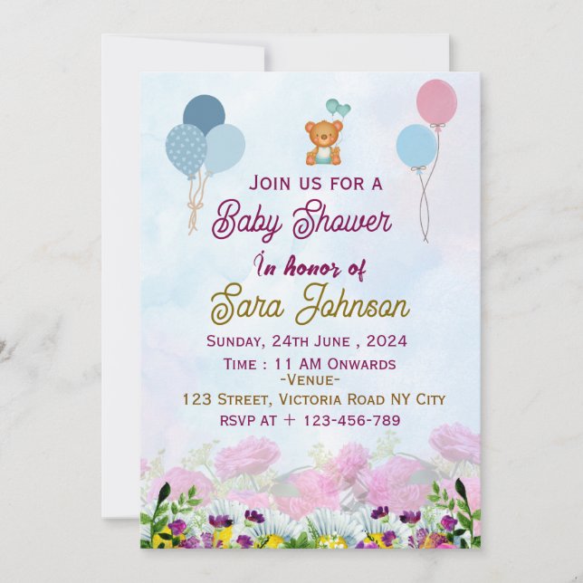 Invitations de douche pour bébé (Devant)