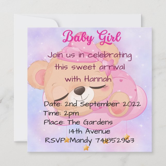 Invitations de douche pour bébé (Devant)