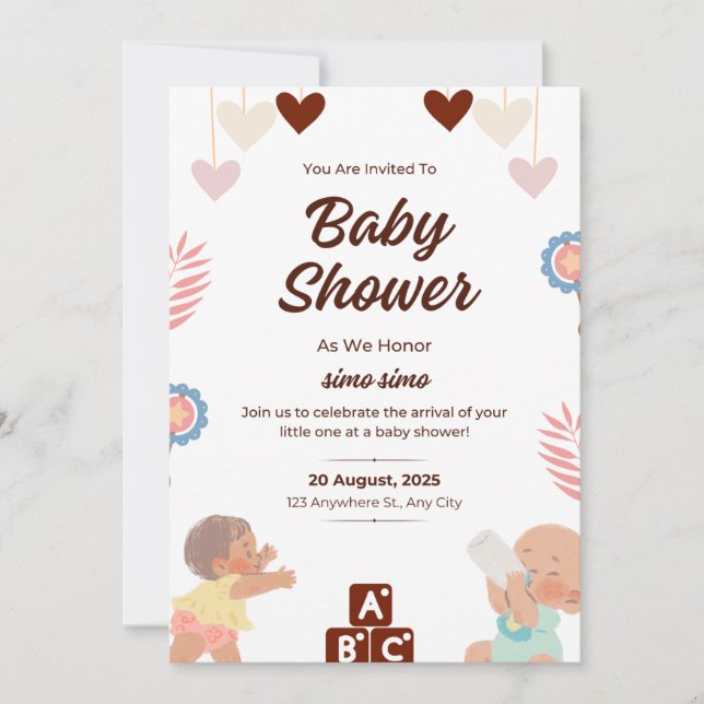 Invitations de douche pour bébé (Devant)