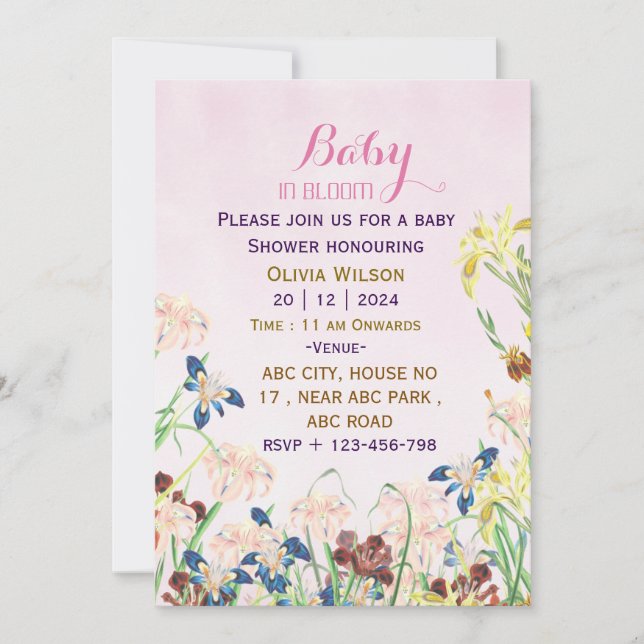 Invitations de douche pour bébé (Devant)