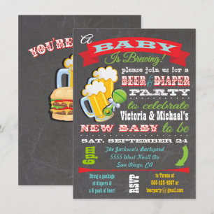 Invitations de douche pour bébé à la bière et à la