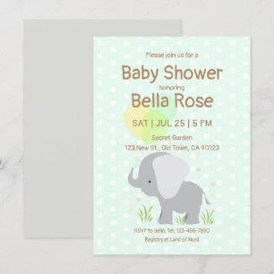 Invitations de douche pour bébé avec éléphant à la