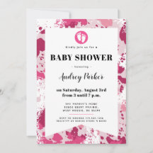 Invitations de douche pour bébé Camo rose