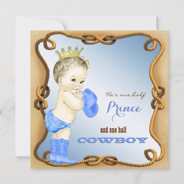 Invitations de douche pour bébé Cowboy (Devant)