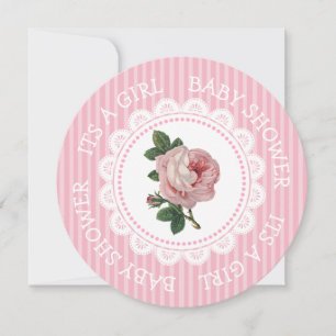 Invitations de douche pour bébé de la fille rose v