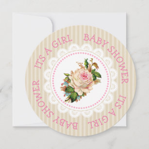 Invitations de douche pour bébé de la fille rose v