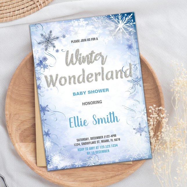 Invitations de douche pour bébé d'hiver bleu (Winter Baby Shower Invitations Blue)