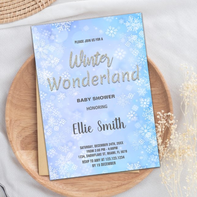 Invitations de douche pour bébé d'hiver Blue Silve (Winter Baby Shower Invitations Blue Silver)